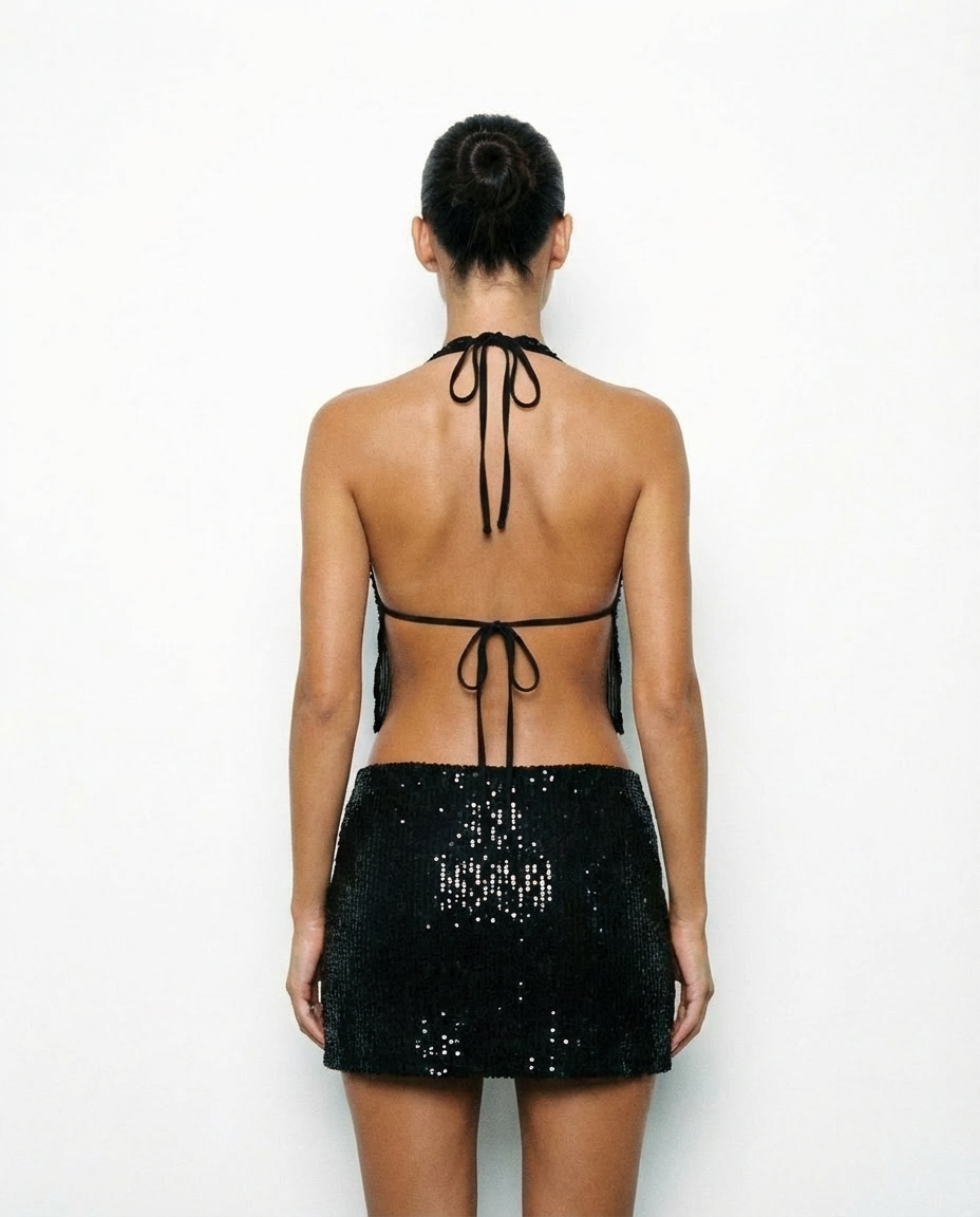 Black Sequined Co-Ord Set