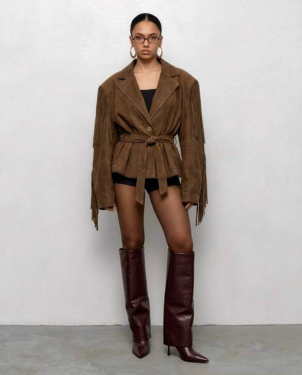 Oversized Fringe Suede Jacket