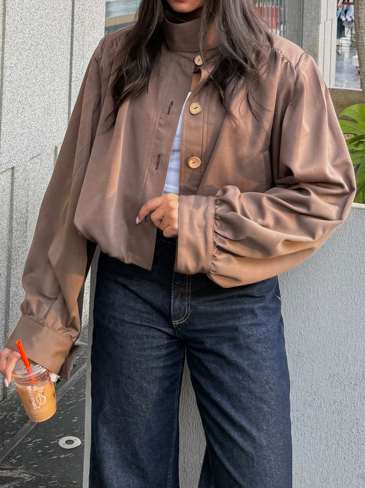 Ruched Bomber Jacket