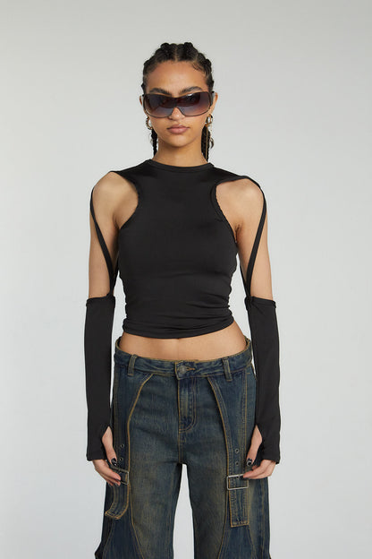 Strappy Racer Top in Black