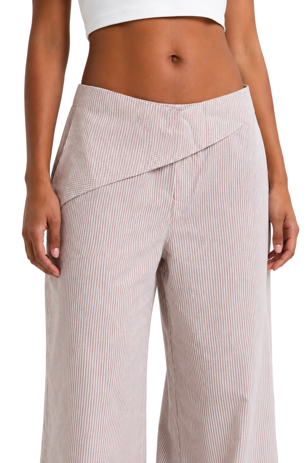 Foldover Pinstripe Trousers
