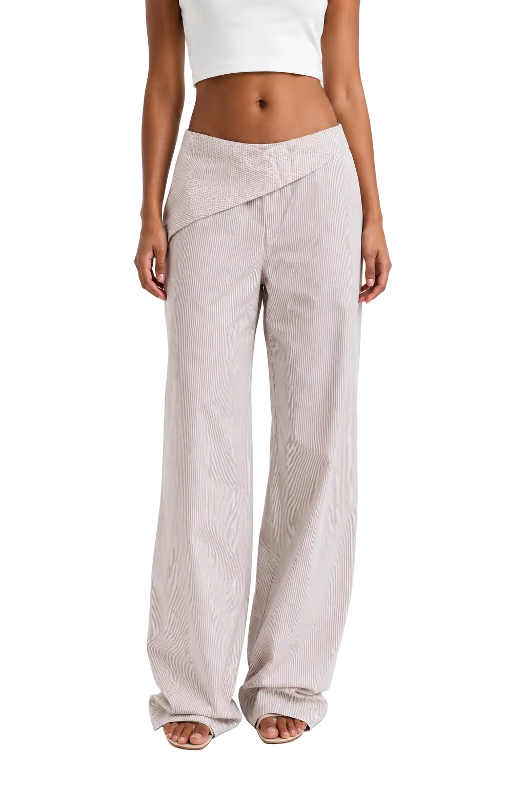 Foldover Pinstripe Trousers