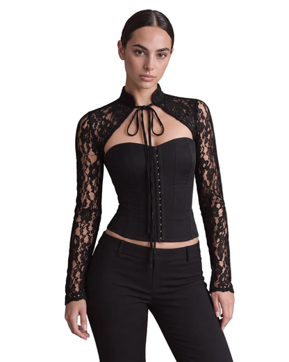 Detachable Lace Sleeve Corset