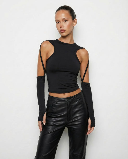 Strappy Racer Top in Black