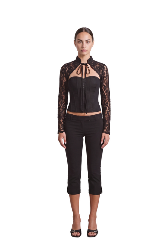 Detachable Lace Sleeve Corset