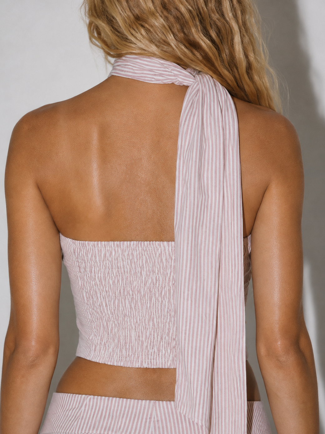 Striped Halter & Foldover Pants Set