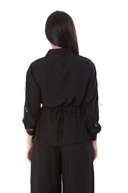 Side Pin Shirt in Black