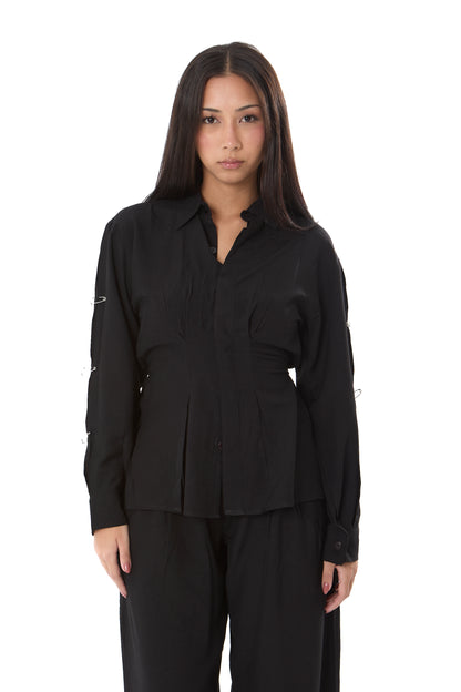Side Pin Shirt in Black
