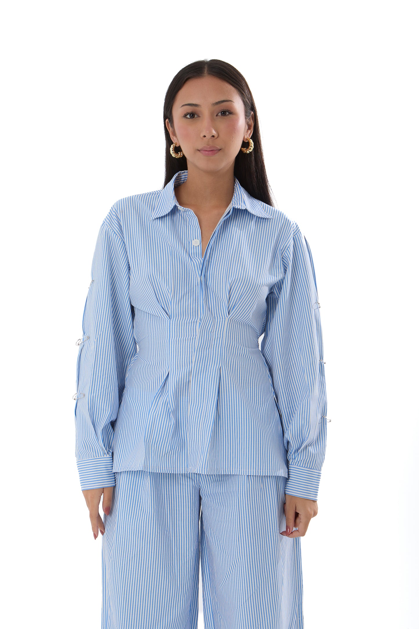 Side Pin Shirt in Blue