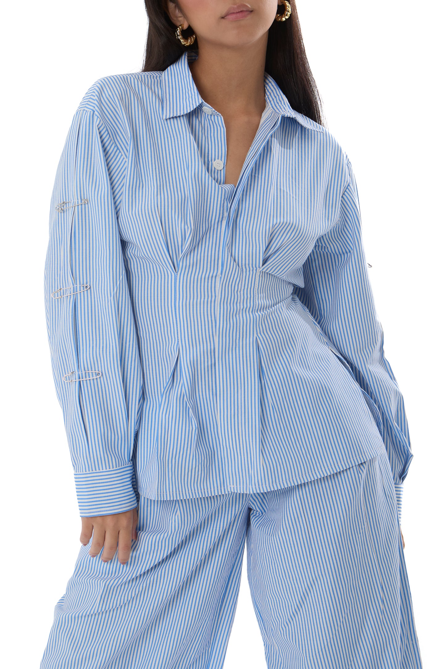 Side Pin Shirt in Blue